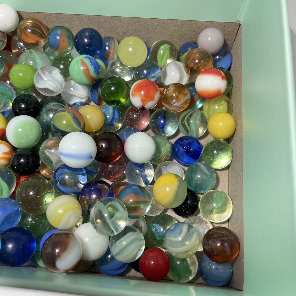 Vintage Glass Marbles Lot in Atlas Mason Jar Mixed Colors Swirls Bulk Common - Picture 10 of 14